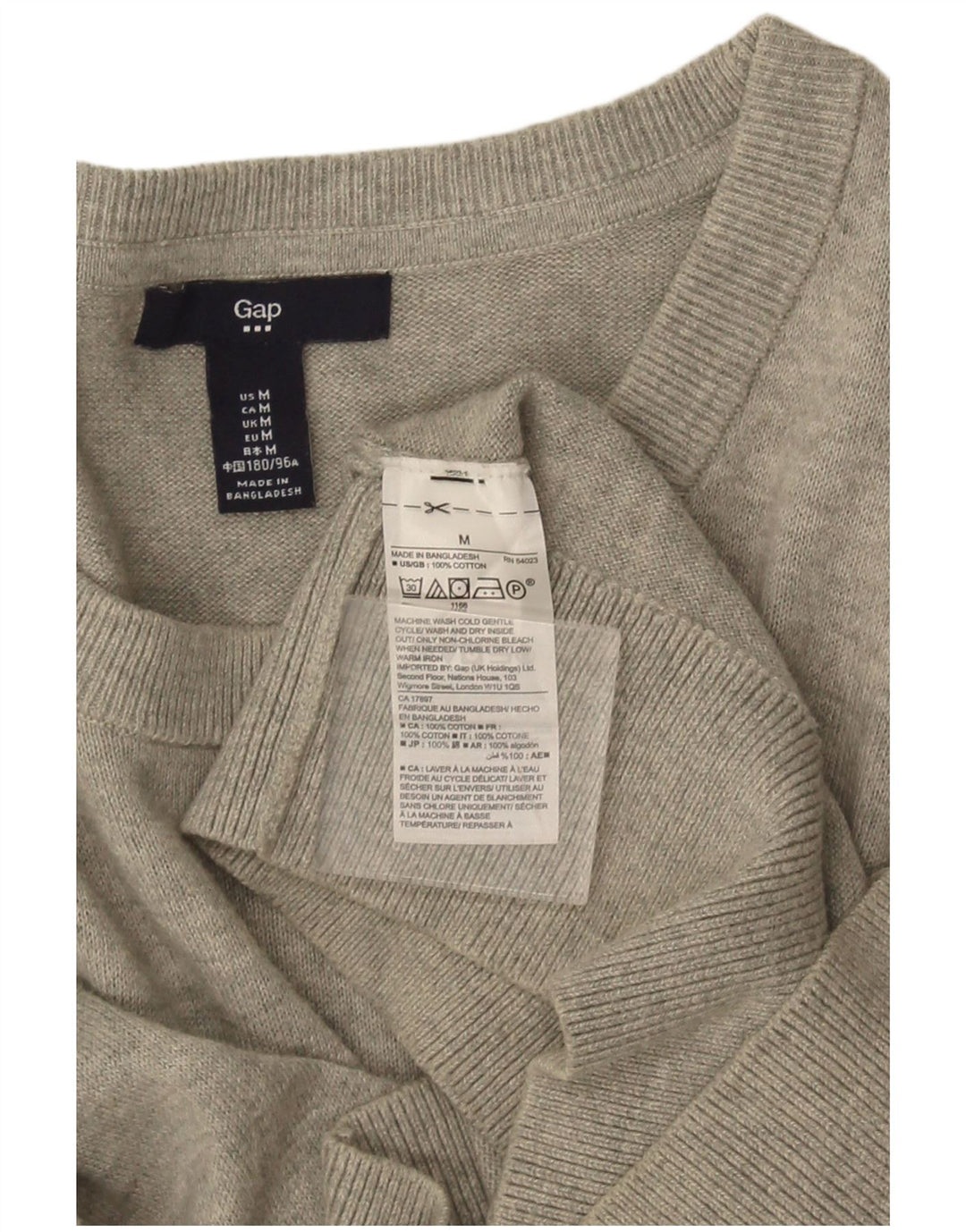 Jersey Con Cuello Barco De Hombre Gap De Algodón Moteado Gris Medio