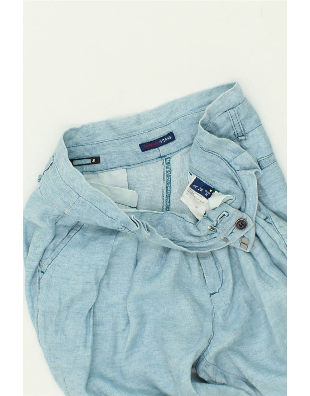 TRUSSARDI Womens Slim Chino Trousers W28 L29 Blue Vintage Trussardi and Second-Hand Trussardi from Messina Hembry 