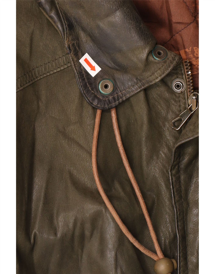 Chaqueta de cuero vintage para hombre IT 52 XL cuero caqui