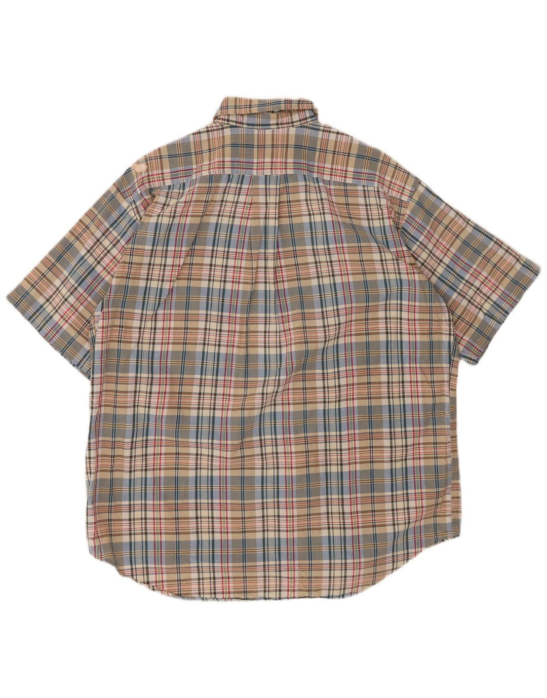 J. CREW Camisa de manga corta para hombre de algodón a cuadros multicolor mediano