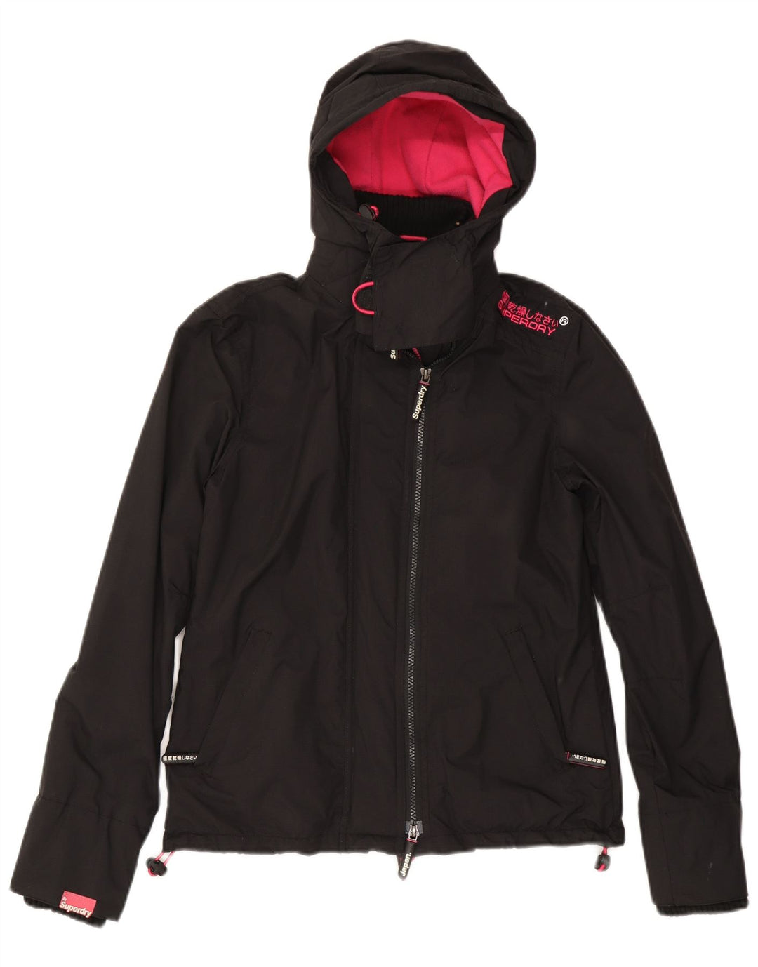 Superdry Chaqueta cortavientos con capucha para mujer UK 40 Small Black Nylon