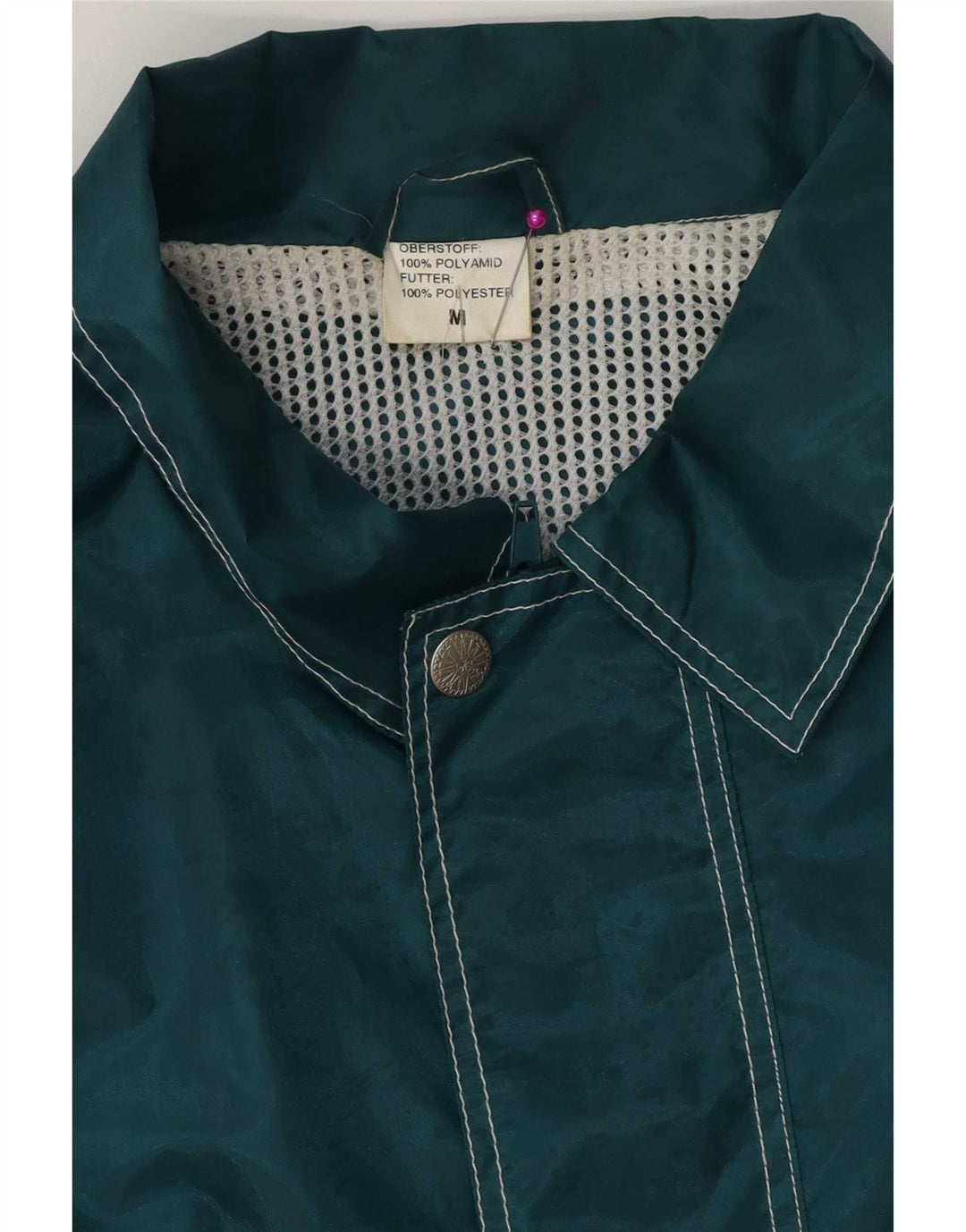 Vintage hombres gráfico suelto ajuste chaqueta de lluvia Reino Unido 38 Poliamida verde medio