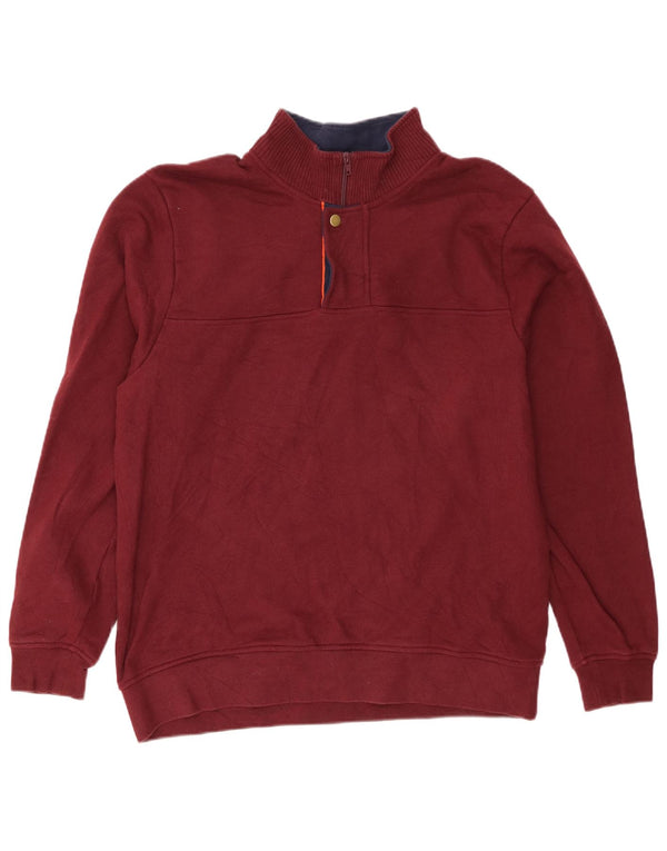 Orvis Mens Zip Neck Regular Fit Sudadera Jumper Large Borgoña Algodón