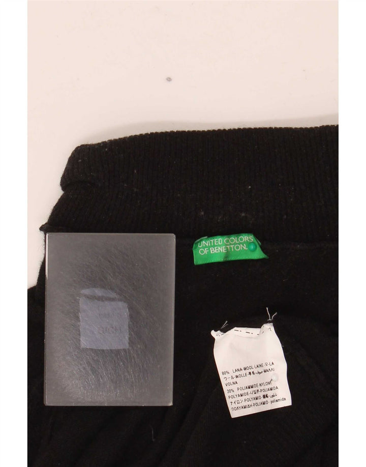 Benetton Jersey De Cuello Vuelto para Mujer UK 40 Small Lana Negra
