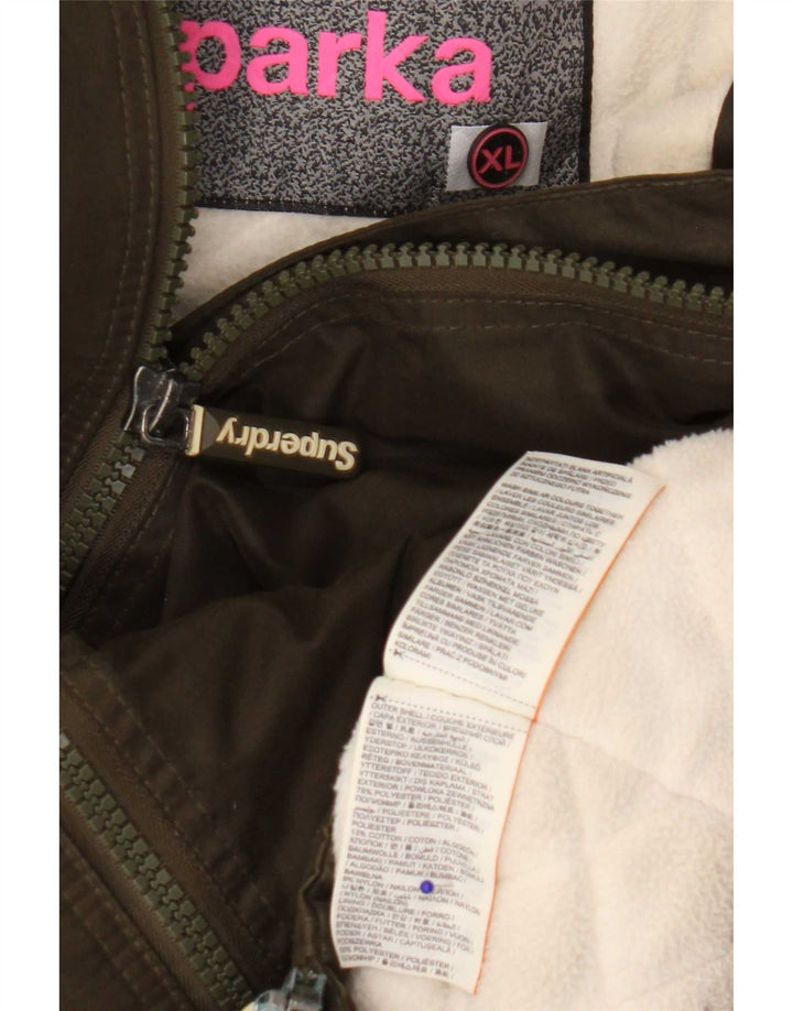 Superdry Chaqueta cortavientos con capucha para mujer UK 40 XL Poliéster caqui
