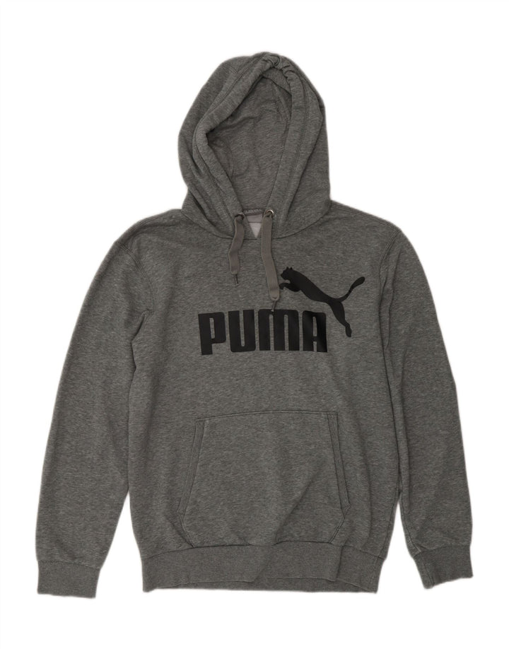 PUMA Jersey con capucha gráfico para hombre pequeño poliéster moteado gris