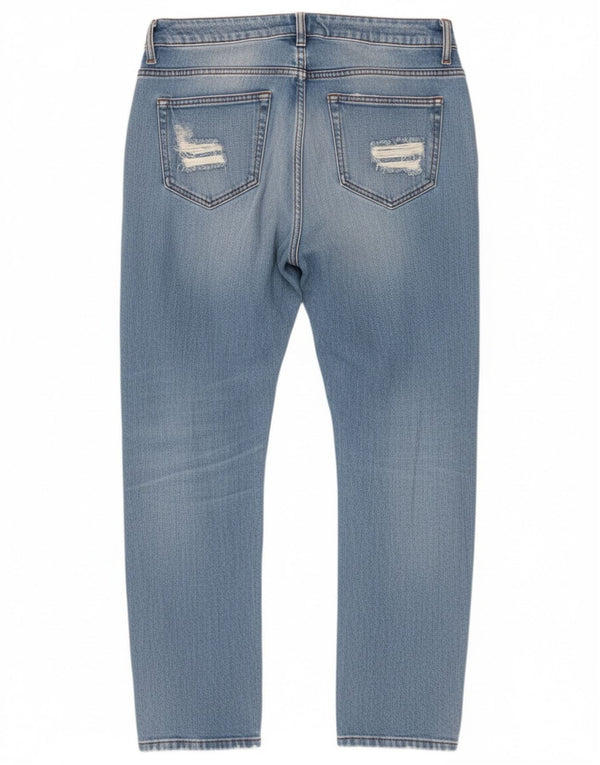 Zara Jeans Cónicos Desgastados para Mujer EU 38 Small W28 L27 Algodón Azul
