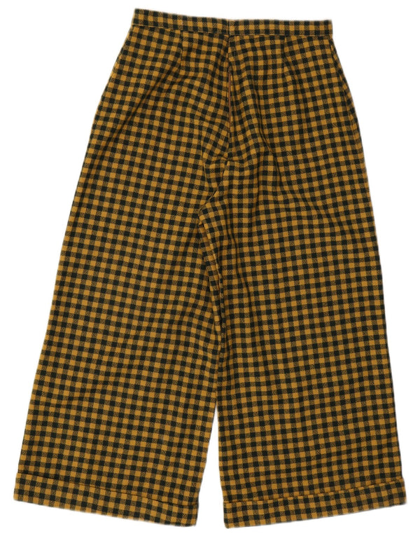 Vintage mujer cintura alta Capri pantalones W28 L22 amarillo Gingham