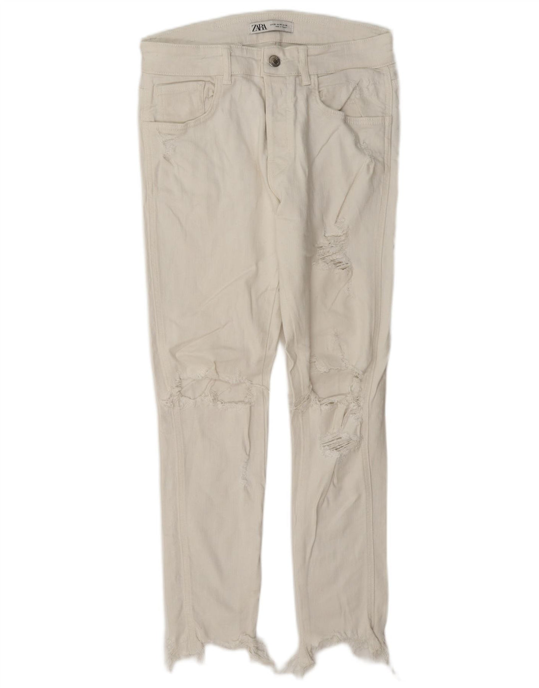 Zara Jeans ajustados desgastados para hombre EU 38 Small W30 L27 Algodón blanco