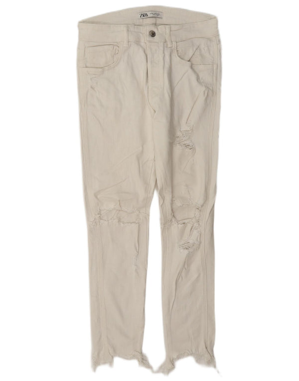 Zara Jeans ajustados desgastados para hombre EU 38 Small W30 L27 Algodón blanco