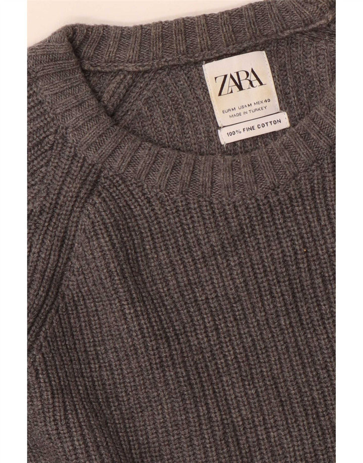 Zara Hombre Jersey Cuello Redondo Jersey Algodón Gris Medio
