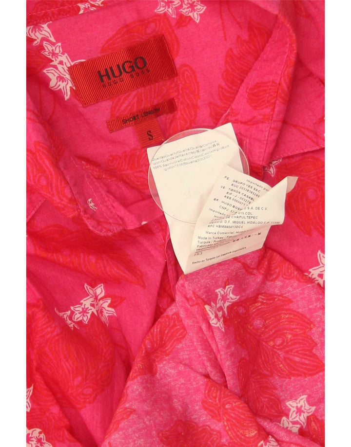 Camisa Hugo Boss Hombre Pequeña Algodón Floral Rosa