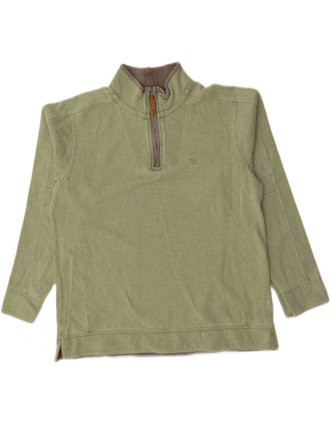 Sudadera con capucha y cuello con cremallera para hombre Fat Face Jersey grande de algodón caqui