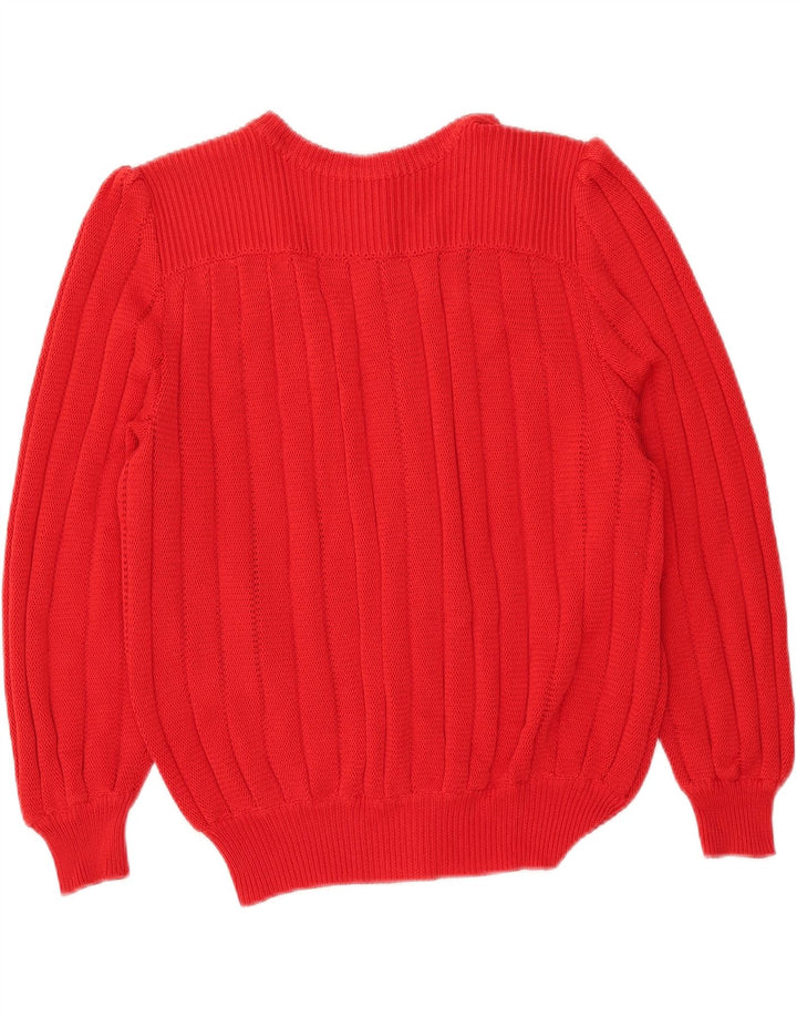 Vintage mujer Cardigan suéter IT 46 algodón rojo grande