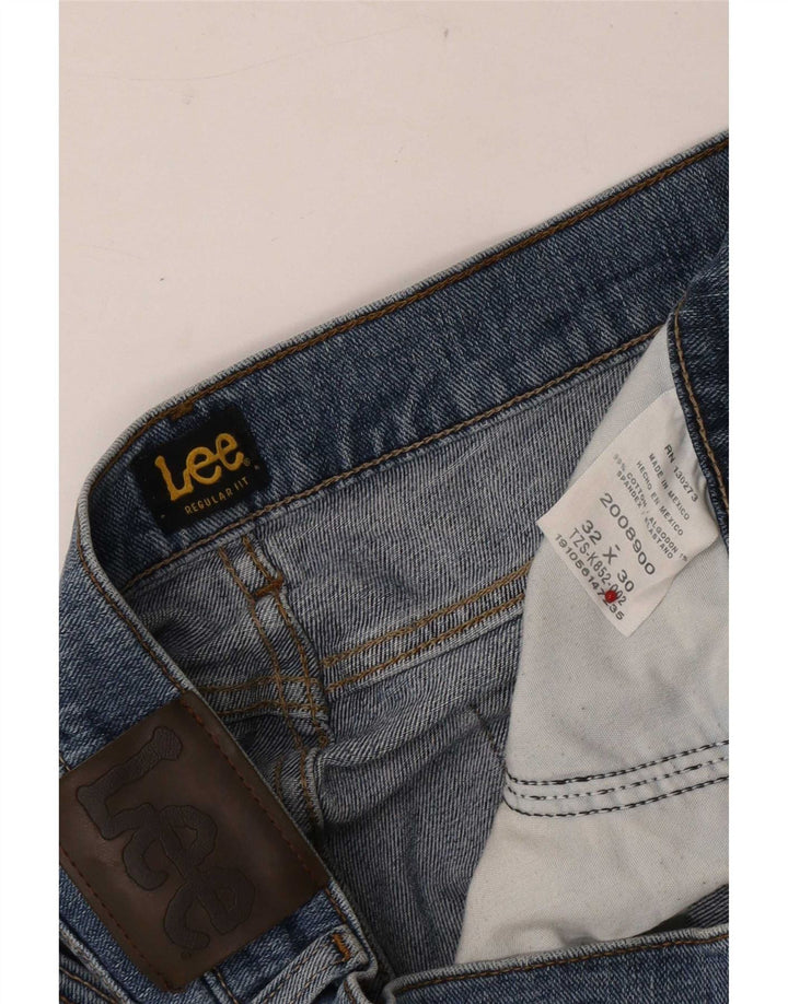 Lee Jeans Rectos De Corte Regular Desgastados Para Hombre W32 L30 Algodón Azul