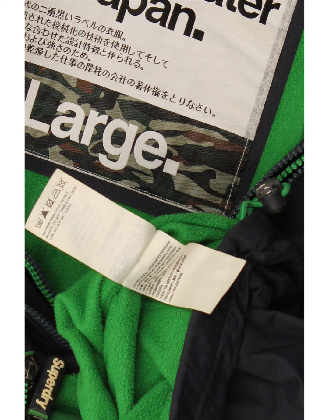 SUPERDRY Chaqueta cortavientos con capucha para mujer UK 46 Grande Poliéster azul marino