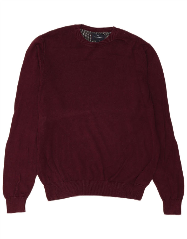 Marks & Spencer Jersey de cuello redondo para hombre de algodón burdeos medio