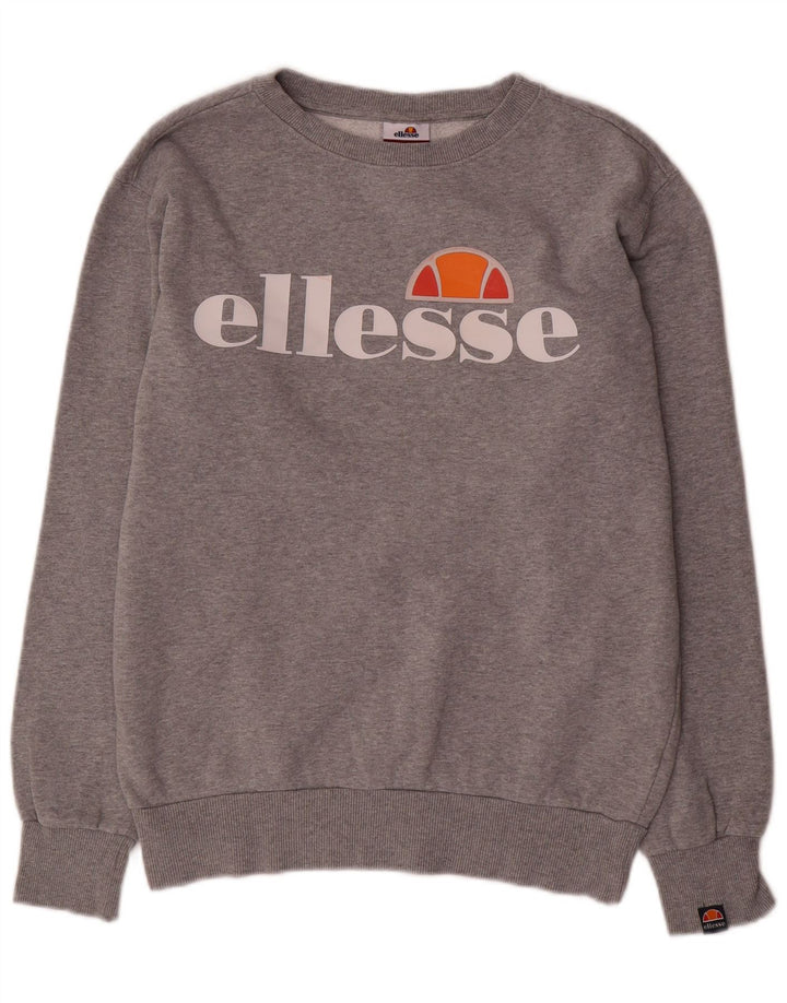 Ellesse Sudadera de gran tamaño con estampado gráfico para mujer UK 8 Small Gris Algodón