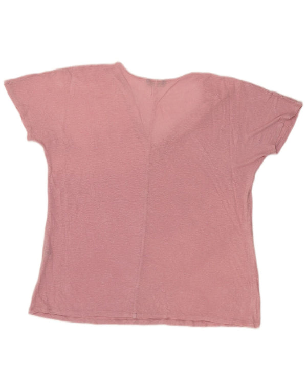 Massimo Dutti Camiseta Mujer Top UK 46 Large Rosa Moteado