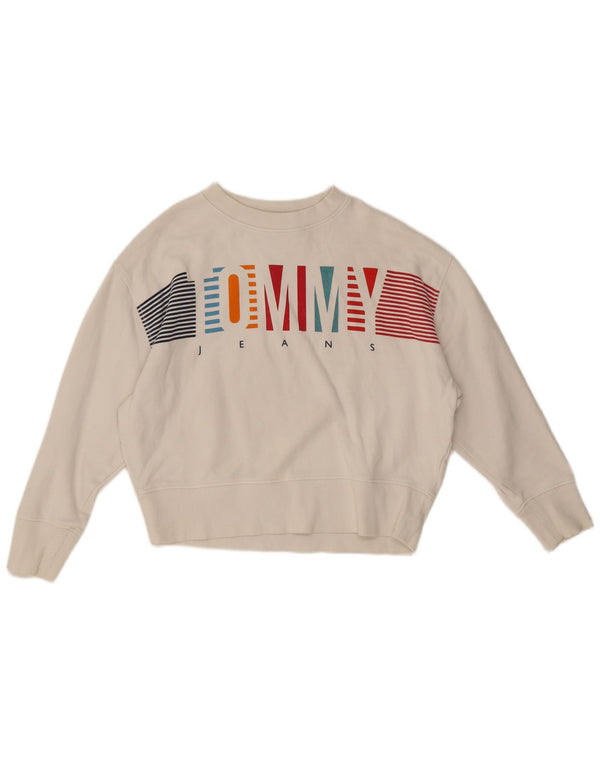 Tommy Hilfiger Sudadera de Manga 3/4 de Gran tamaño para Mujer Jersey UK 2 2XS Blanco