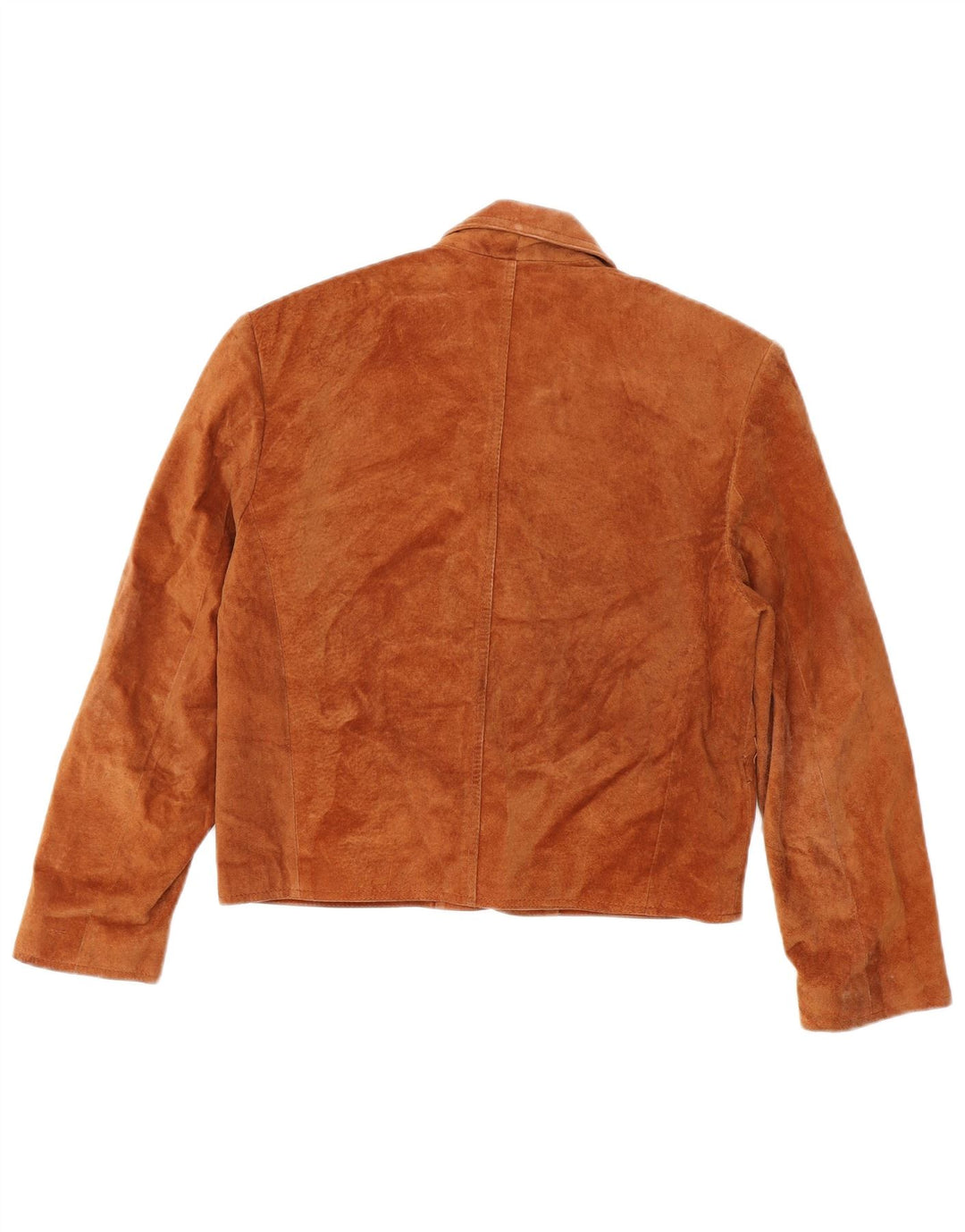 VINTAGE Chaqueta de ante de gran tamaño para mujer Reino Unido 8 Cuero marrón pequeño