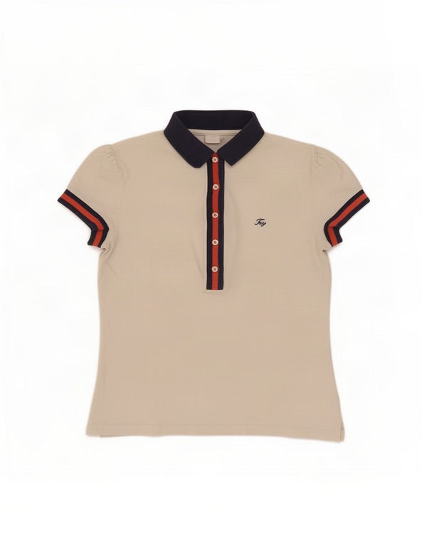 Fay Polo para mujer UK 40 Small Blanco Colorblock Algodón