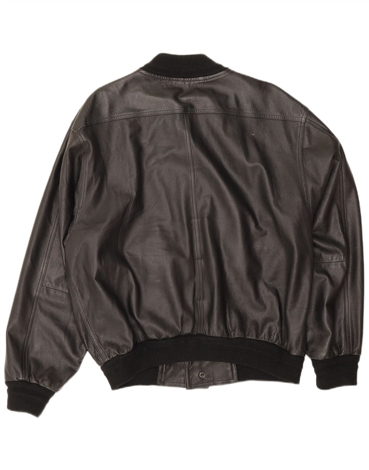 Marco Baldassari Chaqueta de cuero para mujer UK 20 2XL Negro