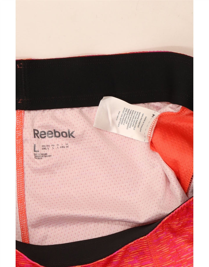 Reebok - Pantalones cortos deportivos para mujer (talla 40), poliéster moteado rosa grande