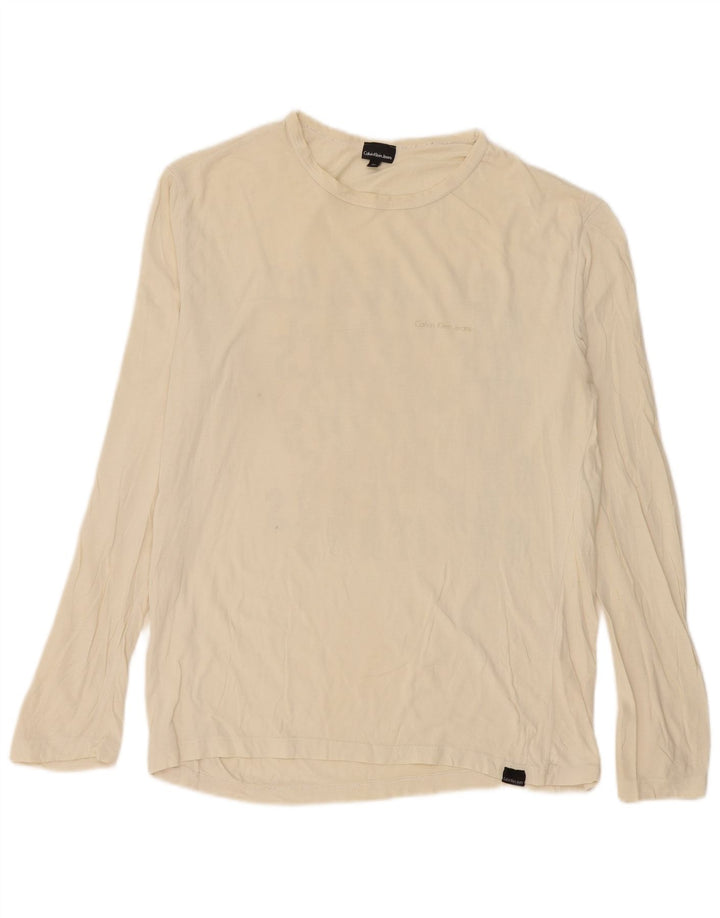 Calvin Klein Jeans Hombre Gráfico Top Manga Larga Algodón Beige Medio