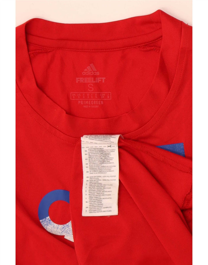 Adidas - Camiseta gráfica para hombre, talla pequeña, poliéster rojo