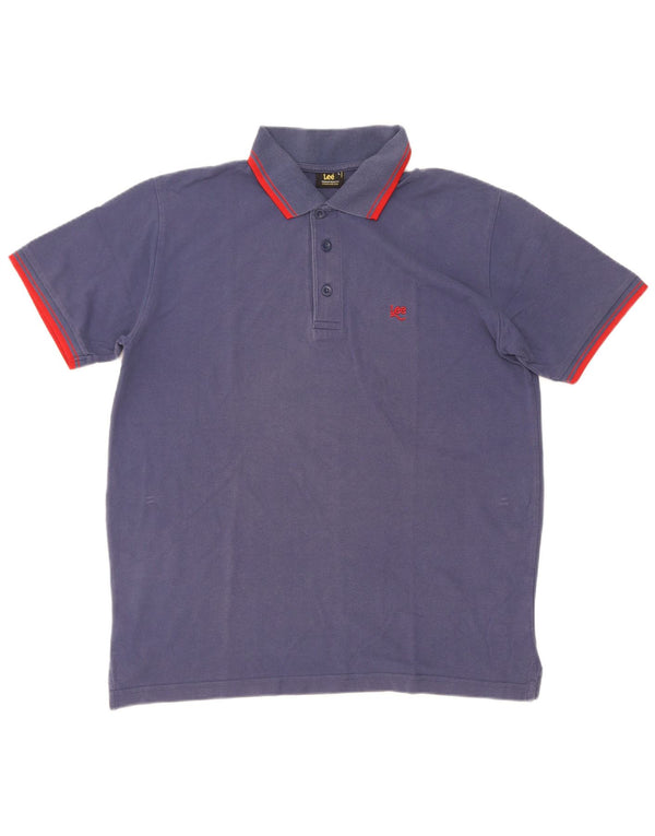 Polo Lee para hombre de algodón azul grande