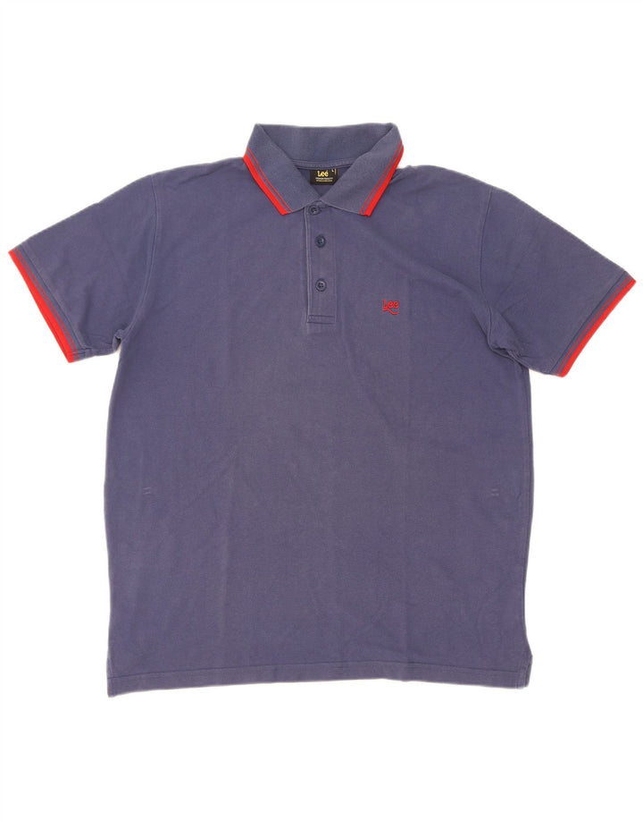 Polo Lee para hombre de algodón azul grande