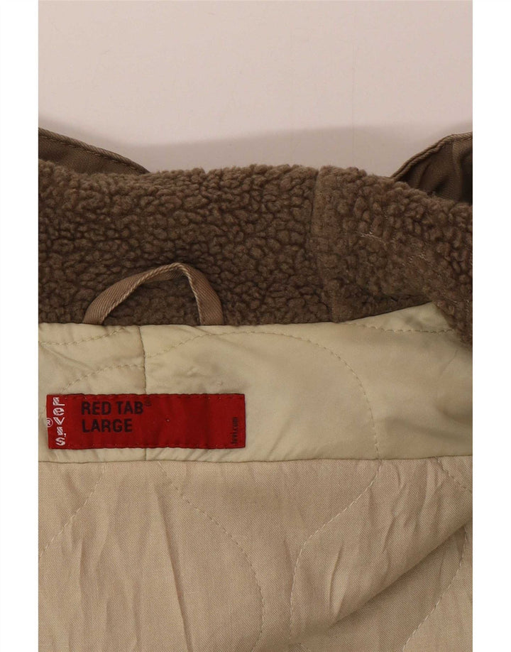 Levi's Parka con capucha para hombre, talla 40, algodón beige grande