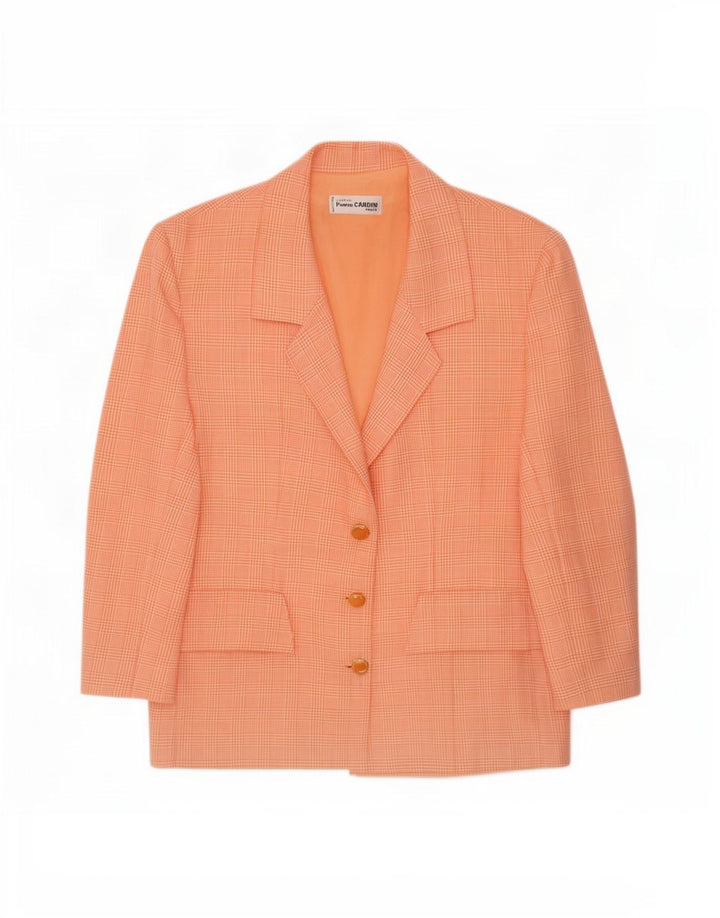 Pierre Cardin Chaqueta Blazer de 3 Botones para Mujer Reino Unido 44 Grande Pata de Gallo Rosa