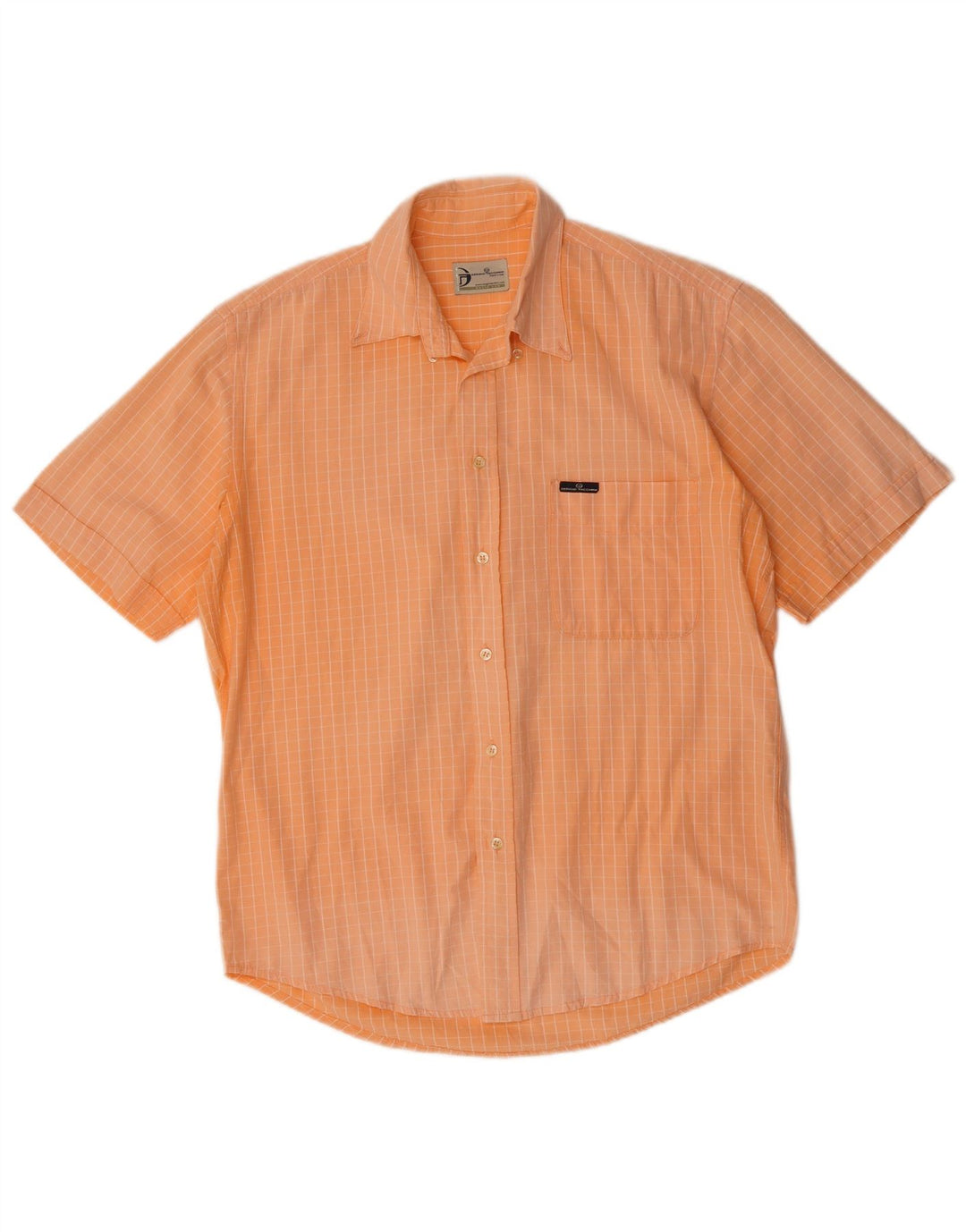 SERGIO TACCHINI Camisa Manga Corta Hombre Algodón Cuadros Naranja Medio