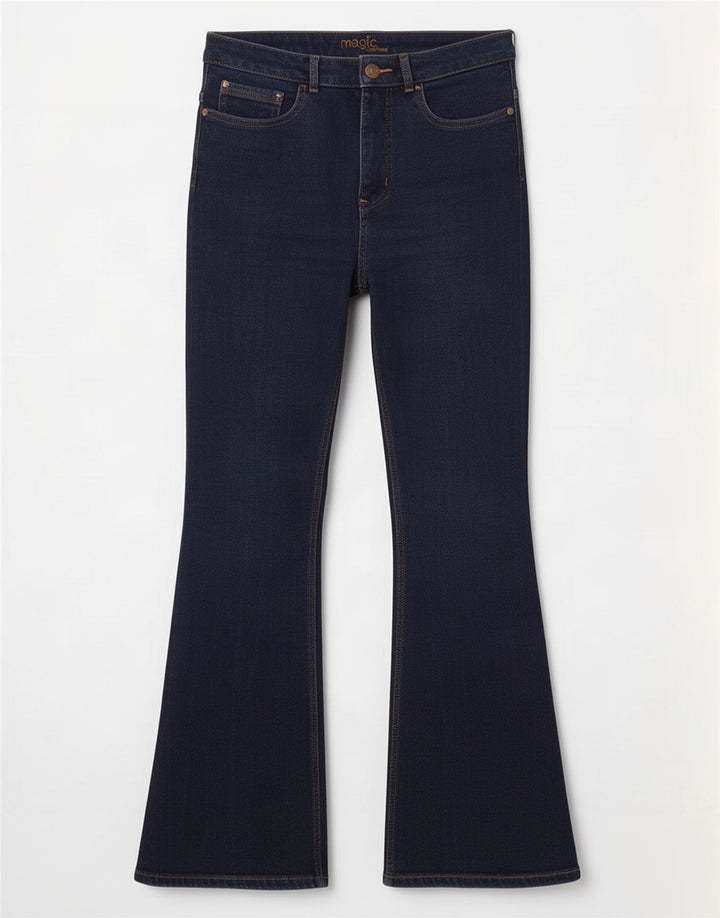 Marks & Spencer Vaqueros acampanados para mujer UK 12 Medium W30 L27 Azul marino
