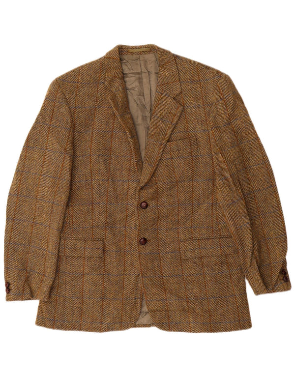 HARRIS TWEED Chaqueta tipo blazer de 2 botones para hombre UK 38 Marrón medio en espiga