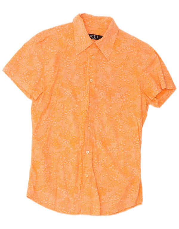 Iceberg Camisa gráfica de manga corta para hombre de algodón floral naranja medio