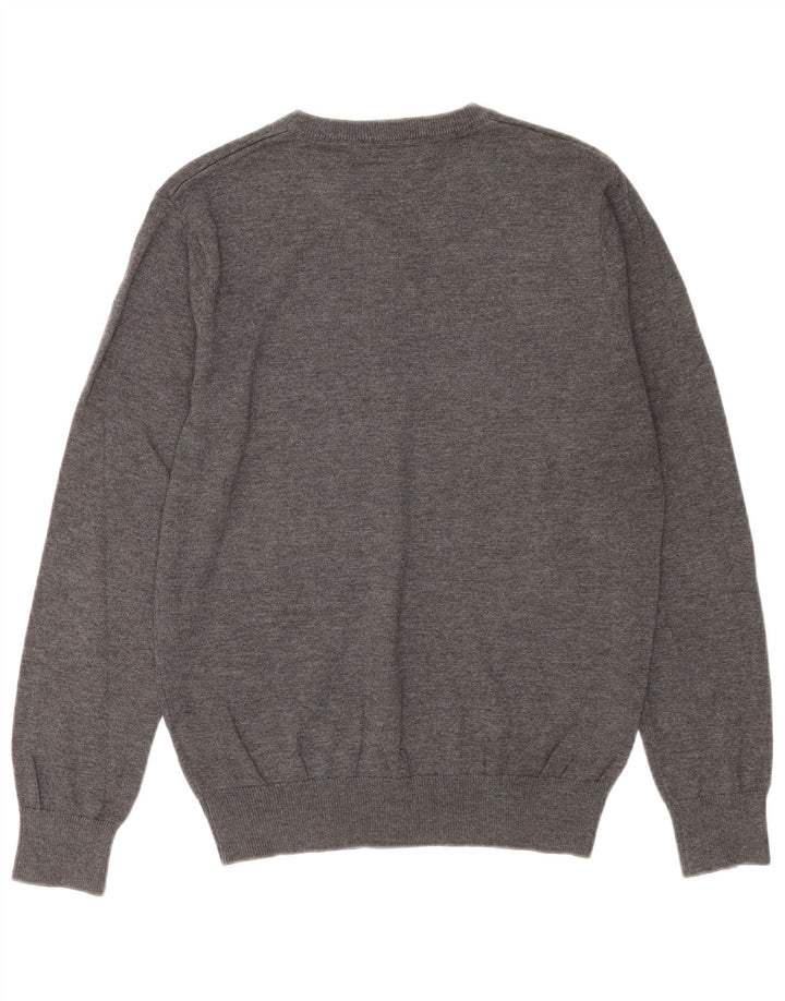 Calvin Klein Jersey con cuello en V para hombre de algodón moteado gris medio