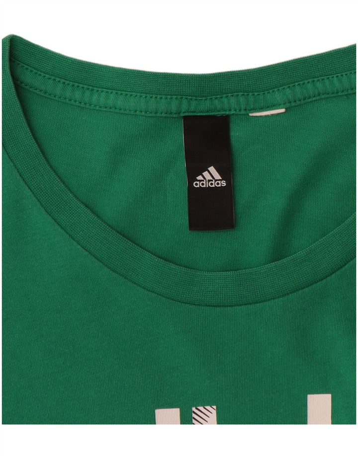 Adidas Hombre Camiseta Gráfica Top Verde Mediano