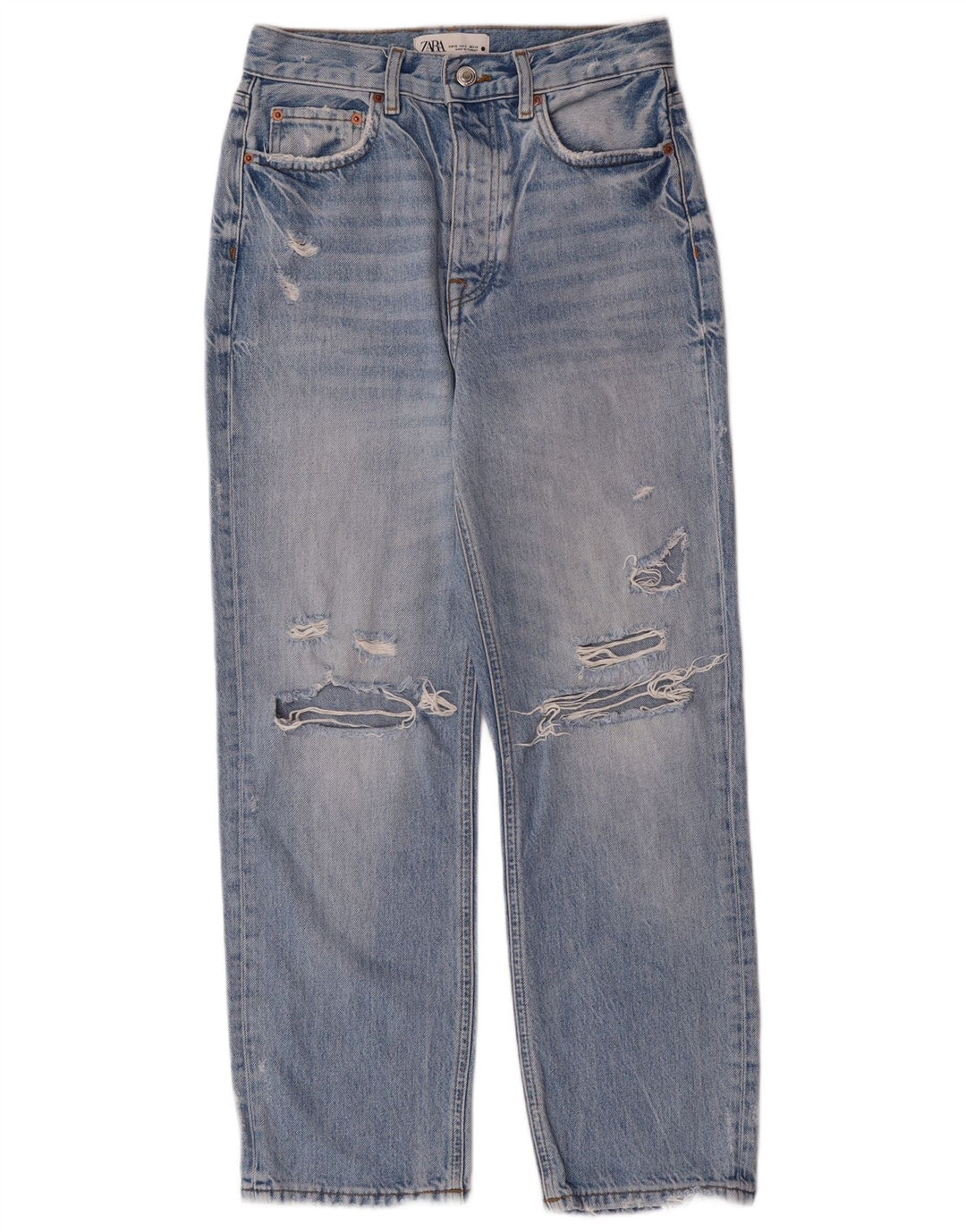 Zara Jeans Cónicos Desgastados para Mujer EU 36 XS W26 L27 Algodón Azul Grunge