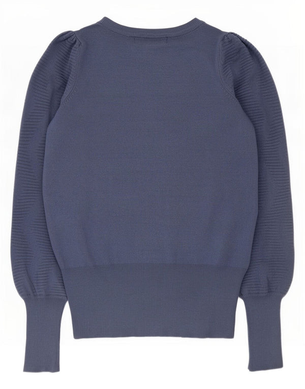Marks & Spencer Jersey con Cuello Barco para Mujer UK 4 XS Blue Chevron