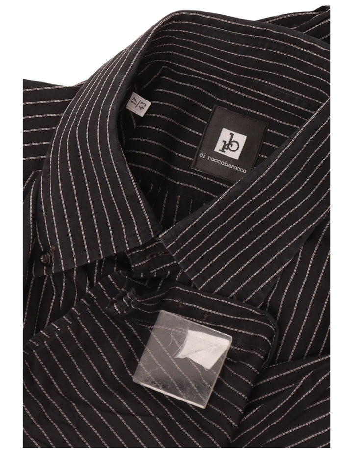 Camisa Roccobarocco Hombre Talla 17 43 XL Algodón Rayas Negras
