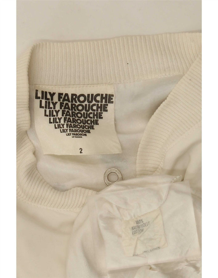 Lily Farouche Chaqueta bomber de gran tamaño con gráfico para mujer US 2 XS White Paisley