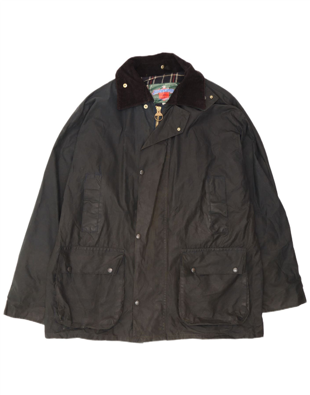 Miller & Simons Chaqueta de algodón encerado para hombre UK 42 XL Negro