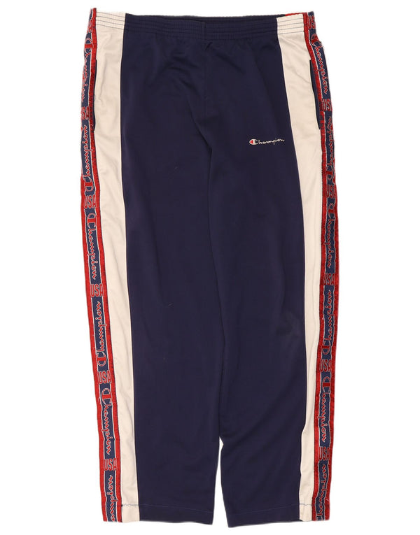 Champion Mens Graphic Tracksuit Trousers Large Navy Blue Colourblock