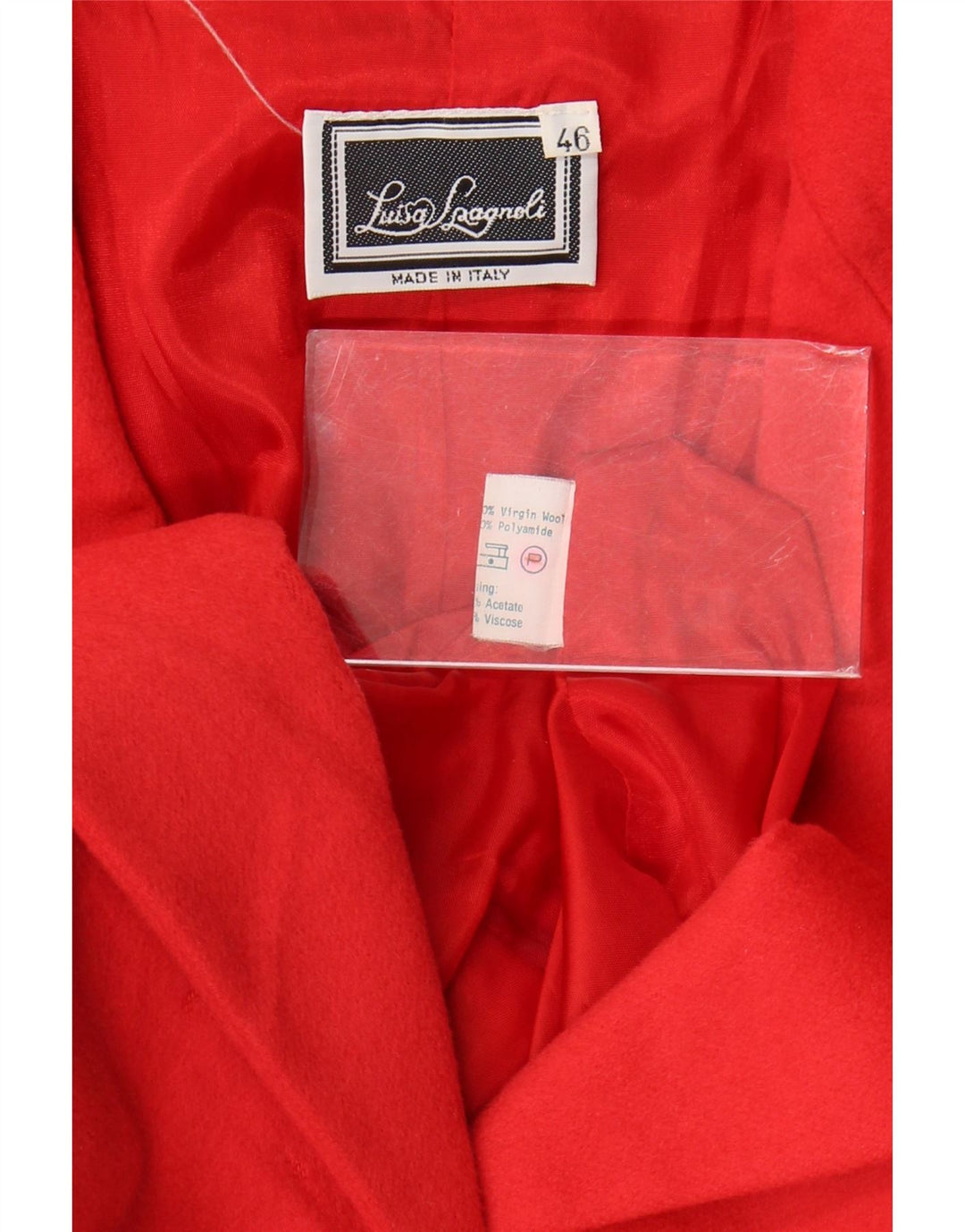 Luisa Spagnoli Chaqueta Blazer de 3 Botones para Mujer IT 46 Grande Lana Virgen Roja