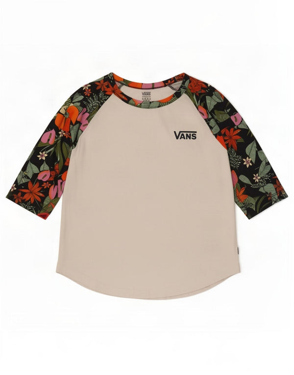 Vans Top para mujer manga 3/4 UK 40 Algodón floral blanco mediano