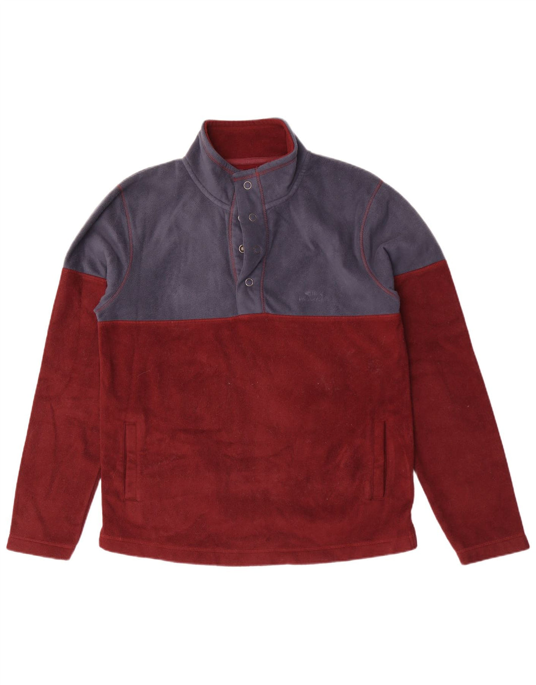 WEIRD FISH Jersey de forro polar con cuello abotonado para hombre, tamaño grande, color granate