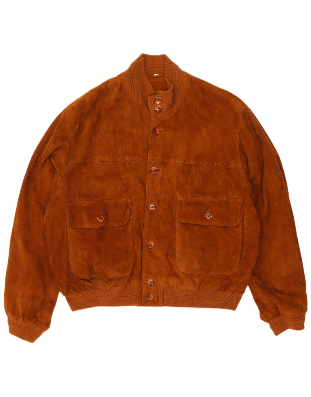 Chaqueta bomber de ante vintage para hombre IT 50 Grande Marrón de cuero